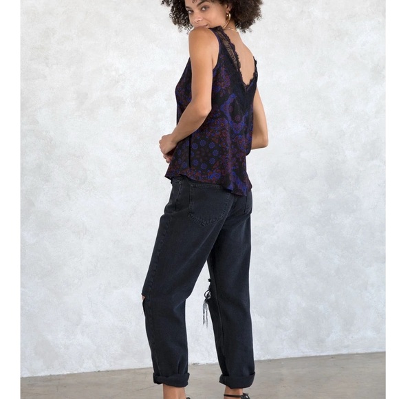 Black and Purple Lace Trim Tank Top - Picture 3 of 4